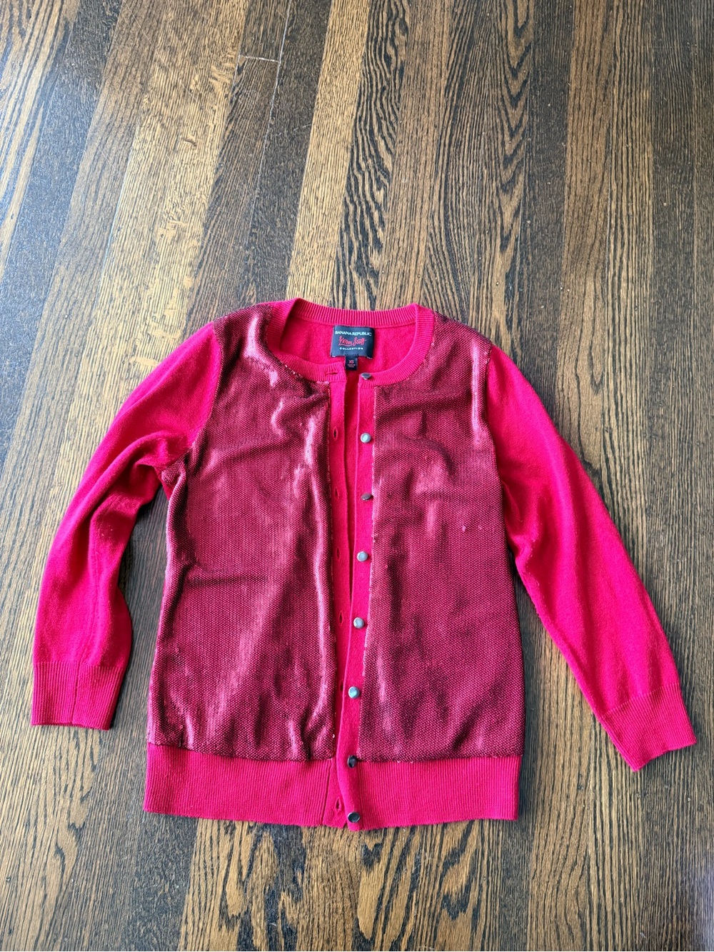 Banana Republic L’Wren Scott pink Fuchsia sequin Button Cardigan XS